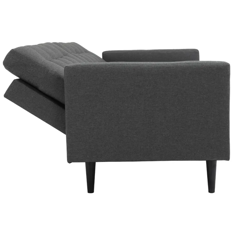 HOMCOM Linen Fabric Convertible Sofa Bed with Button Tufted Back Design, Adjustable Angles and Wood Legs, Grey