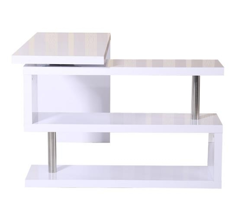 Rotating Office Desk and Shelf Combo White