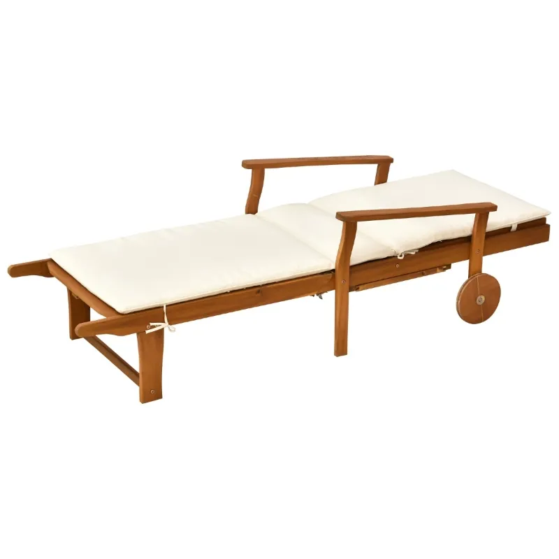 Outsunny Reclining Relaxing Chaise Lounge Chair with 4-Level Adjustable Backrest & Convenient Pull-Out Side Tray