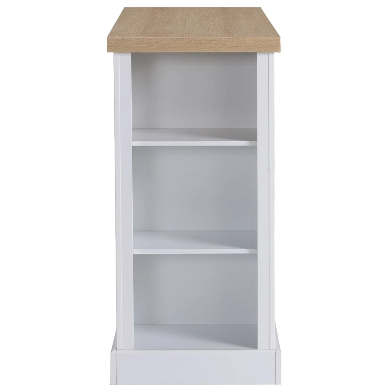 HOMCOM Fluted-Style Wooden Kitchen Island, Storage Cabinet with Drawer, Open Shelving, and Interior Shelving for Dining Room, White