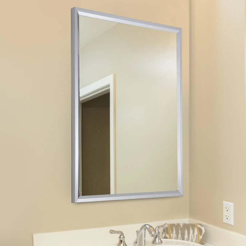 kleankin 24” L x 32” W Framed Wall Mounted Bathroom Vanity Mirror - Silver