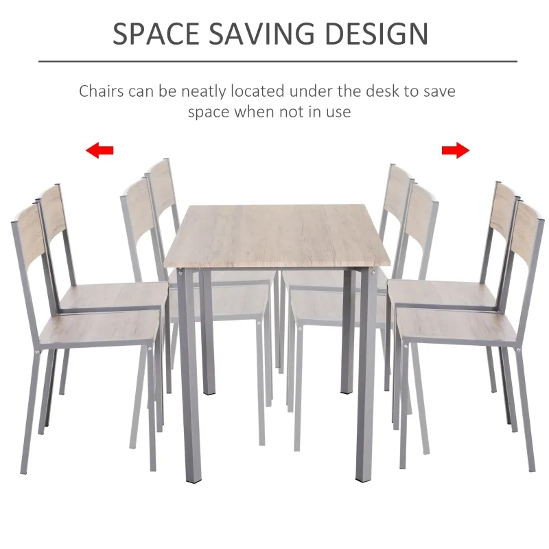 HOMCOM 5 Piece Dining Table Set for 4, Rectangular Kitchen Table and Chairs, Dining Room Set for Breakfast Nook, Small Space, Apartment, Dinette, Space Saving