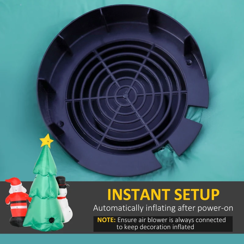 HOMCOM 6ft Christmas Inflatable Santa Claus and Snowman with Christmas Tree, Outdoor Blow-Up Yard Decoration with LED Lights Display