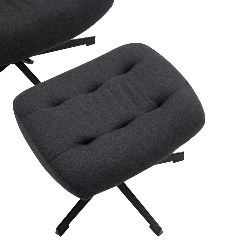 HOMCOM Fabric Recliner with Footrest - Modern Elegant Reclining with Sturdy Metal Base - Thick Padded Cushion - Dark Grey