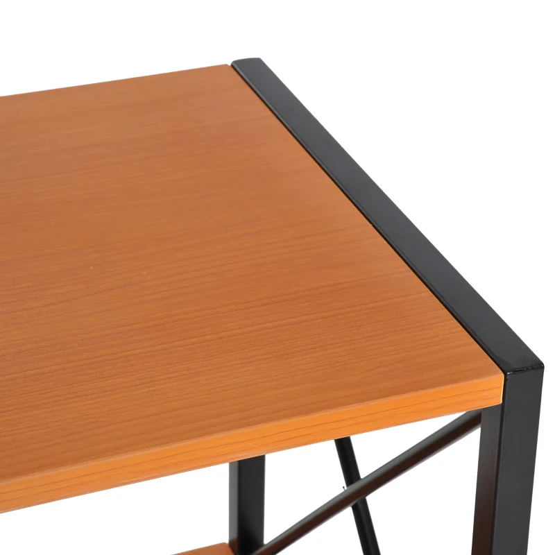 HomCom 3 Tier Wood X-Frame End Table - Black