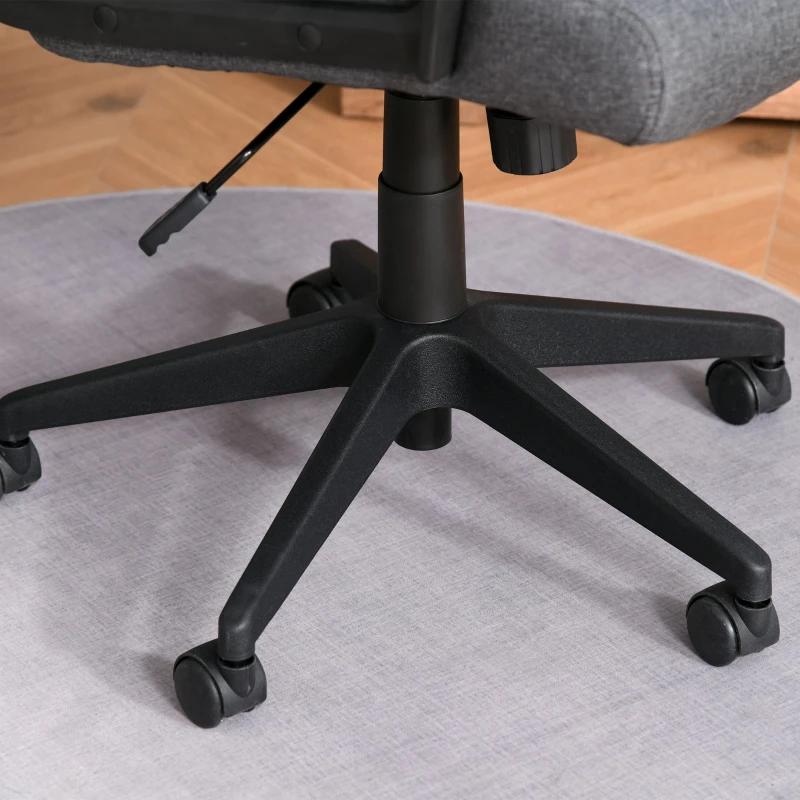 Vinsetto Mid Back Linen Fabric Home Office Chair, Computer Task Chair with Ergonomic Lined Wide Seat, Thick Padding, and 360° Swivel Wheels, Gray