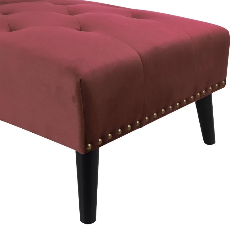 HOMCOM Wine Red Reclining Sofa Bed with Adjustable Backrest & Wooden Legs, Modern Relaxing Lounge Chair for Living Room or Office