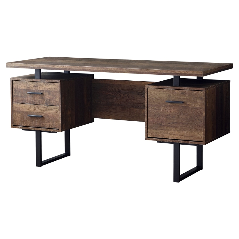 Monarch 60" Contemporary Reclaimed Wood-look Office Computer Desk - Brown / Black Metal
