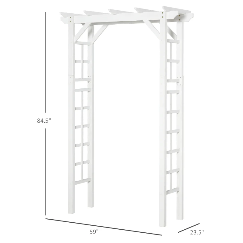 Outsunny 85" Wooden Garden Arbor for Wedding and Ceremony, Outdoor Garden Arch Trellis for Climbing Vines, Fir Wood, White
