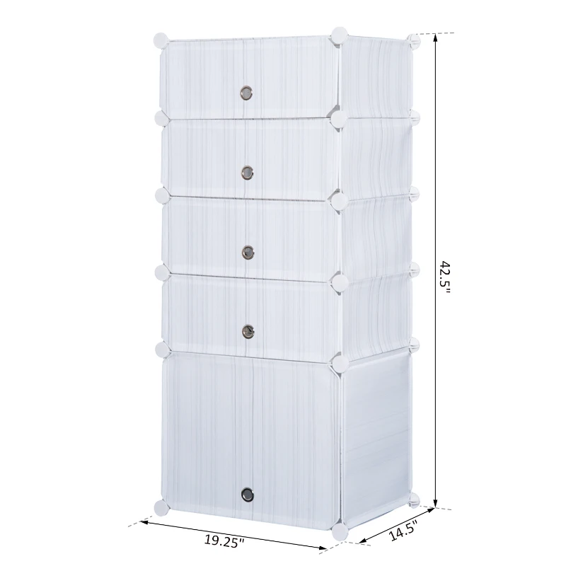 HomCom 5 Drawer Storage Cube Wardrobe Cabinet Shelf Shoe Rack Multi-use Portable w/