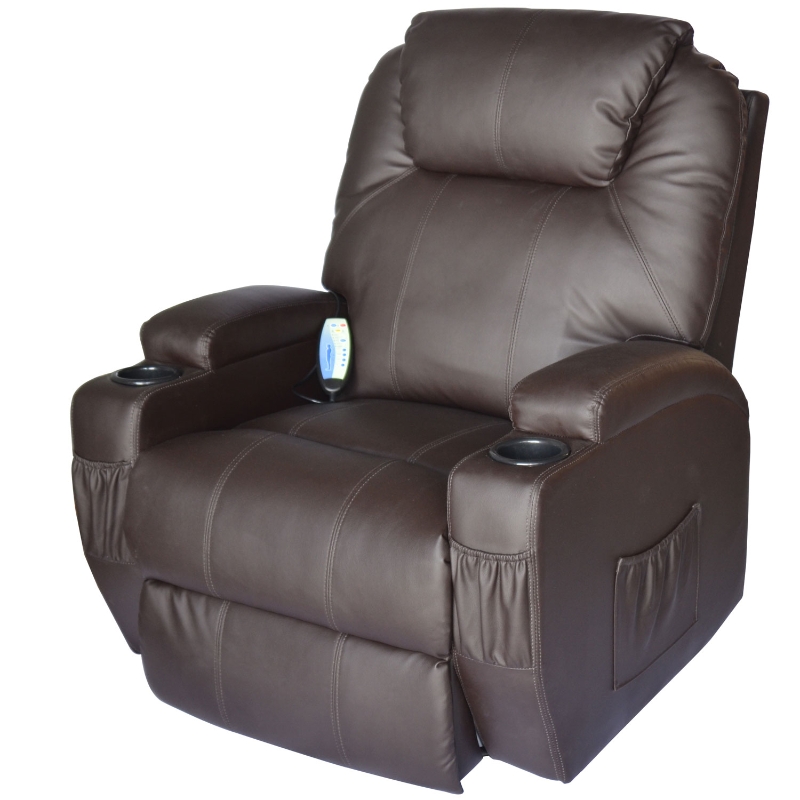 Luxury Faux Leather Heated Vibrating Massage Recliner Chair with