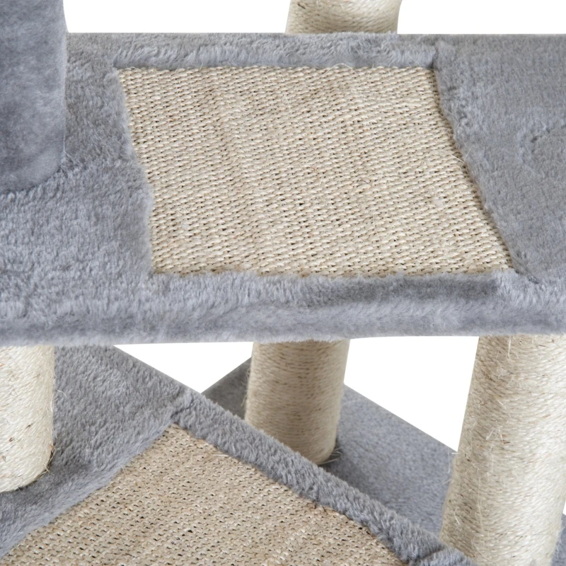 PawHut 40" 5-Level Revolving Stair Cat Tree Scratcher Climbing Activity Tower with Play Center and Resting Perch - Gray