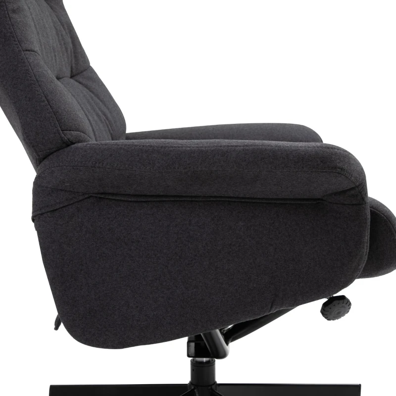 HOMCOM Fabric Recliner with Footrest - Modern Elegant Reclining with Sturdy Metal Base - Thick Padded Cushion - Dark Grey