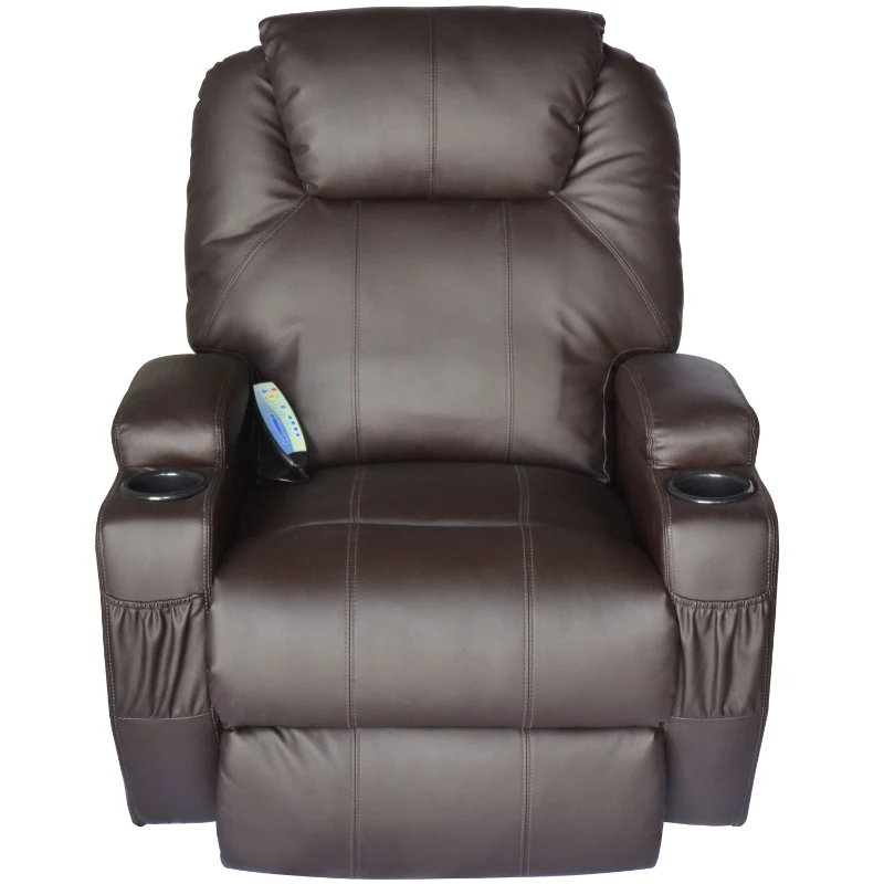 HomCom Faux Leather Heated Vibrating Recliner Chair with Remote - Dark Brown