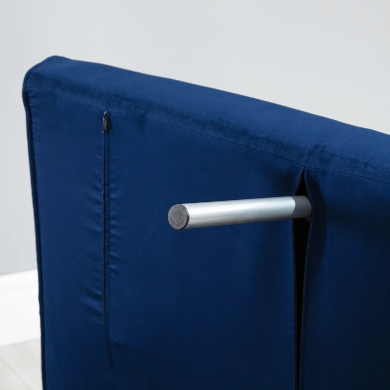 HOMCOM 3-IN-1 Sofa Chair Single Bed with 5-Position Adjustable Backrest and Seat Height, Thick Sponge Padding with Pillow, Blue