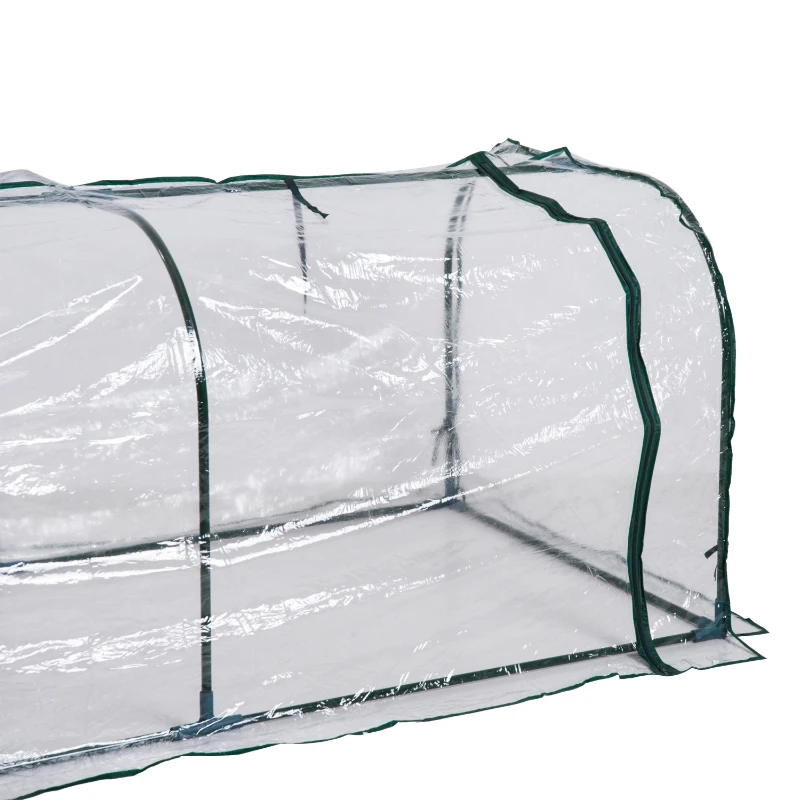 Outsunny 7' x 3' x 2.5' Mini Greenhouse, Portable Tunnel Green House with Roll-Up Zippered Doors, UV Waterproof Cover, Steel Frame, Clear