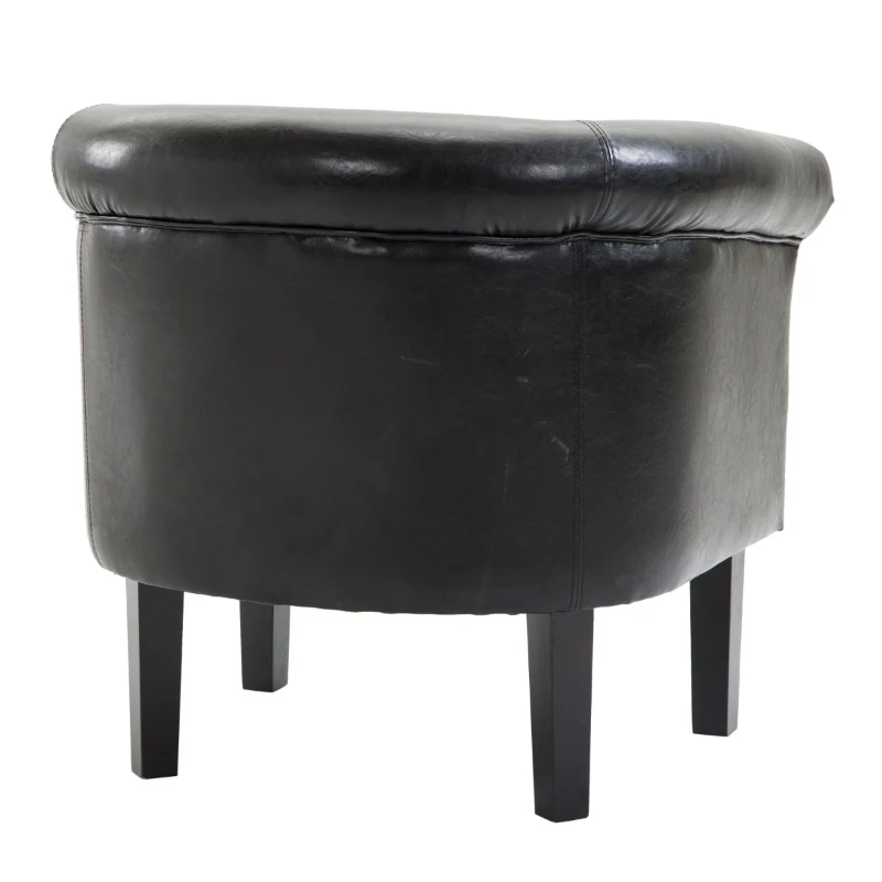 HomCom Faux Leather Traditional Club Armchair Smoking Chair - Dark Brown Black