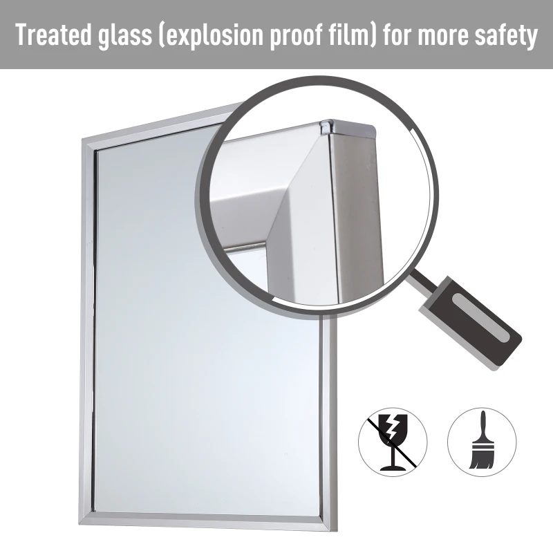 kleankin 24” L x 32” W Framed Wall Mounted Bathroom Vanity Mirror - Silver