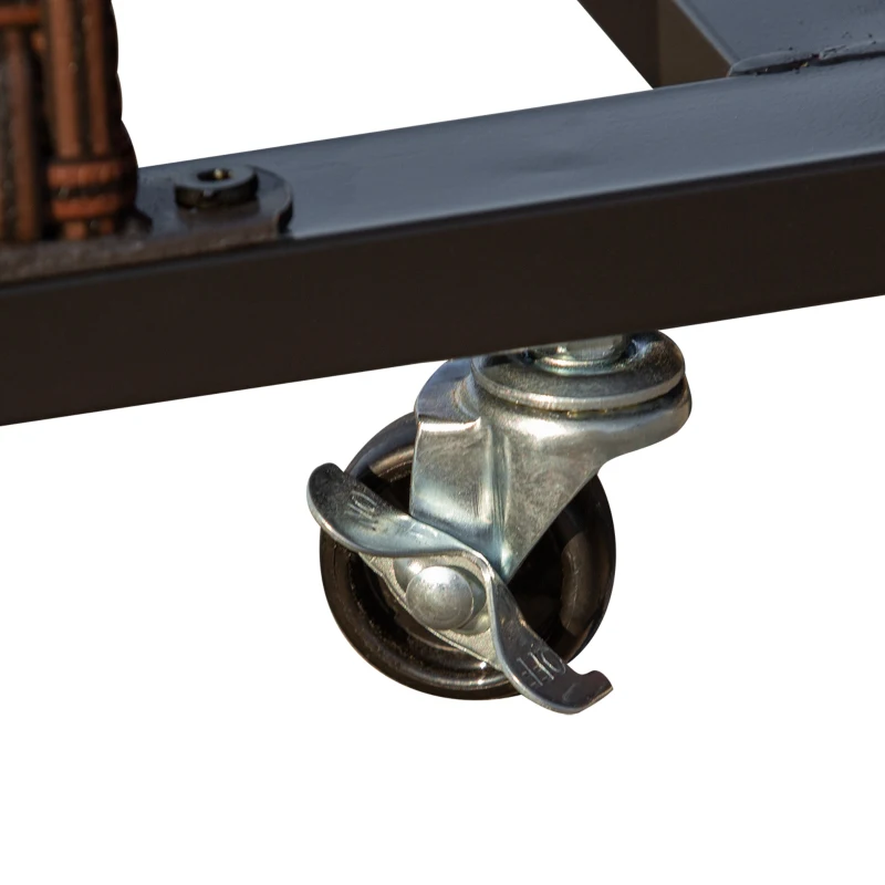 Outsunny Rattan Pool Storage Cart, Rolling Float Toy Organizer Bin, Stylish Outdoor Accessory for Poolside Clutter Control