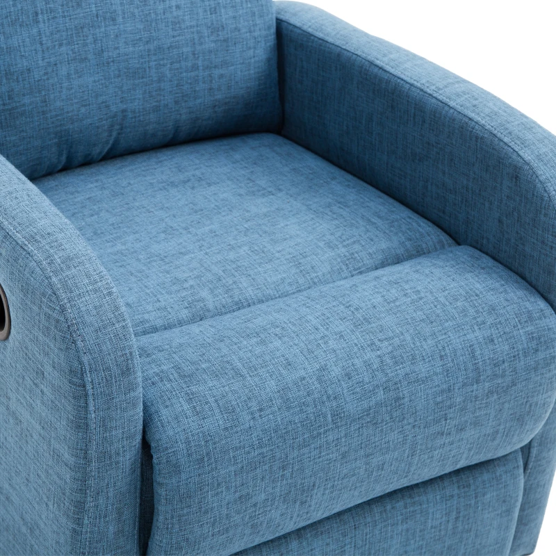 HomCom Linen Fabric Manual Recliner Lounger Chair  with Footrest - Blue