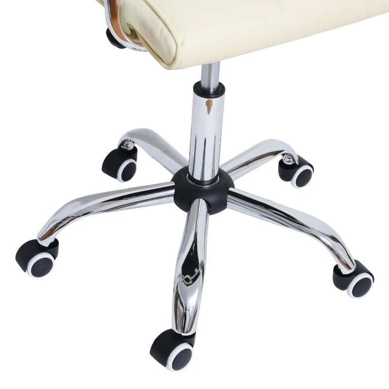 HOMCOM Modern PU Leather Midback Small Office Chair-Beige