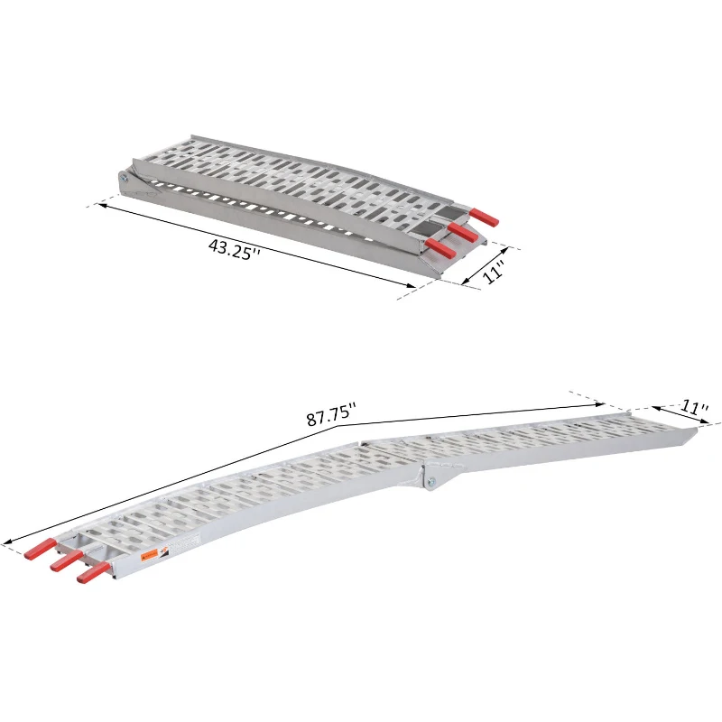 HomCom Lightweight Aluminum Arched Folding Motorcycle Loading Bike Wheelchair Ramp