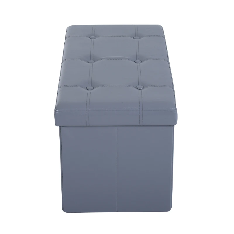 HomCom 30" Folding Tufted Storage Ottoman Bench - Gray