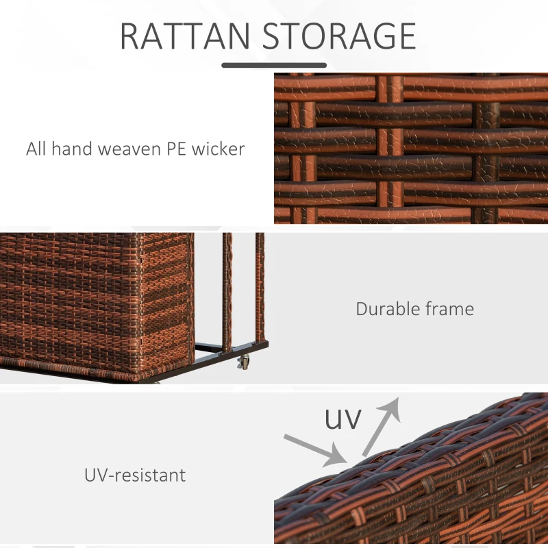 Outsunny Rattan Pool Storage Cart, Rolling Float Toy Organizer Bin, Stylish Outdoor Accessory for Poolside Clutter Control