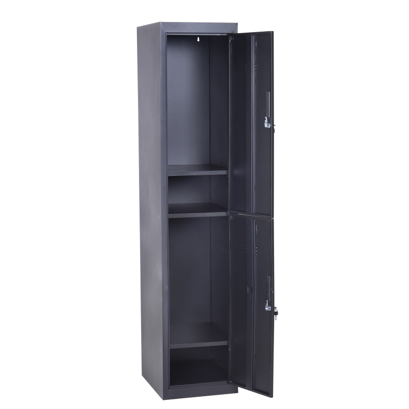 Vinsetto 71" 2 Tier Freestanding Steel Metal Lockable Employee Wall Locker Storage Cabinet - Black