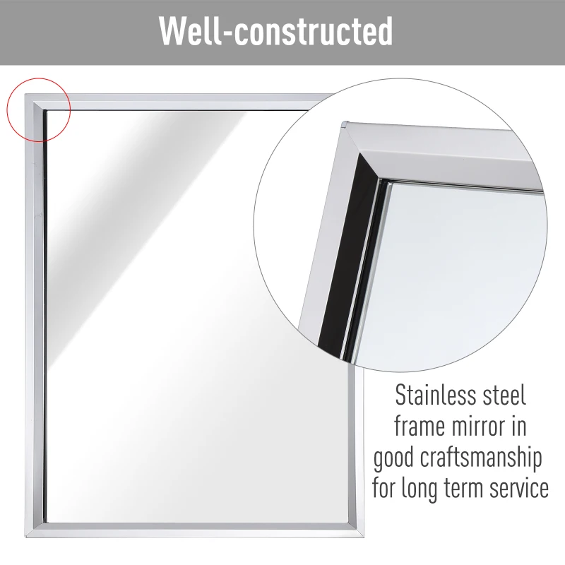 kleankin 24” L x 32” W Framed Wall Mounted Bathroom Vanity Mirror - Silver