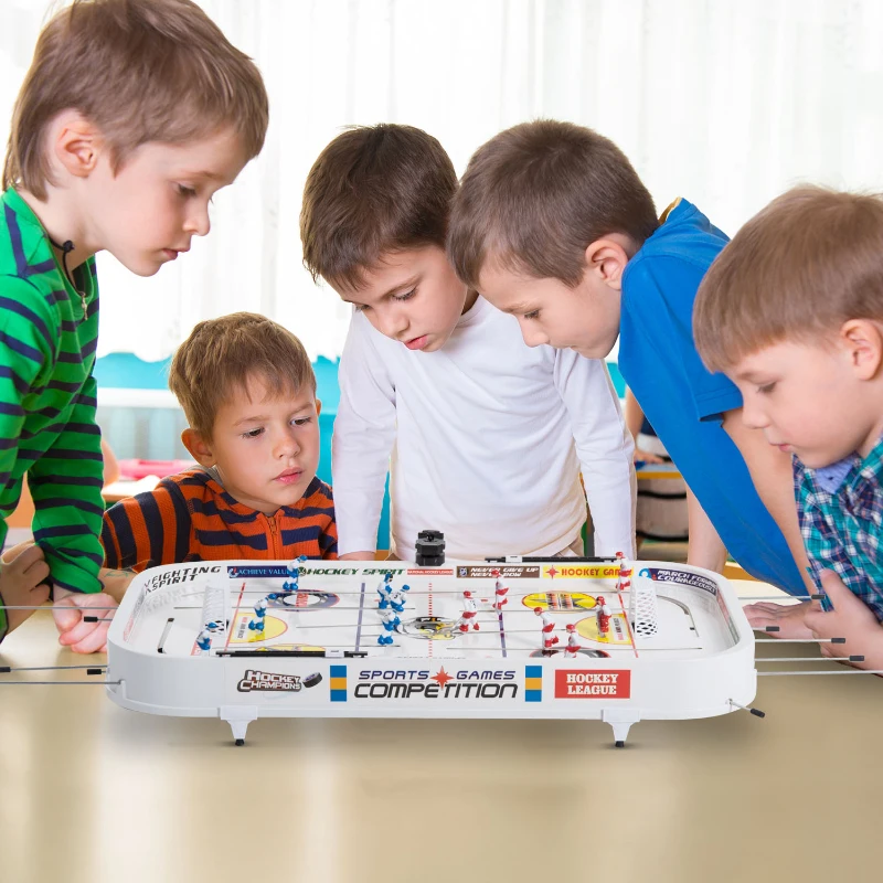 Soozier 37" Mini Table Top Rod Hockey Table Air Hockey Game for Kids and Adults - White