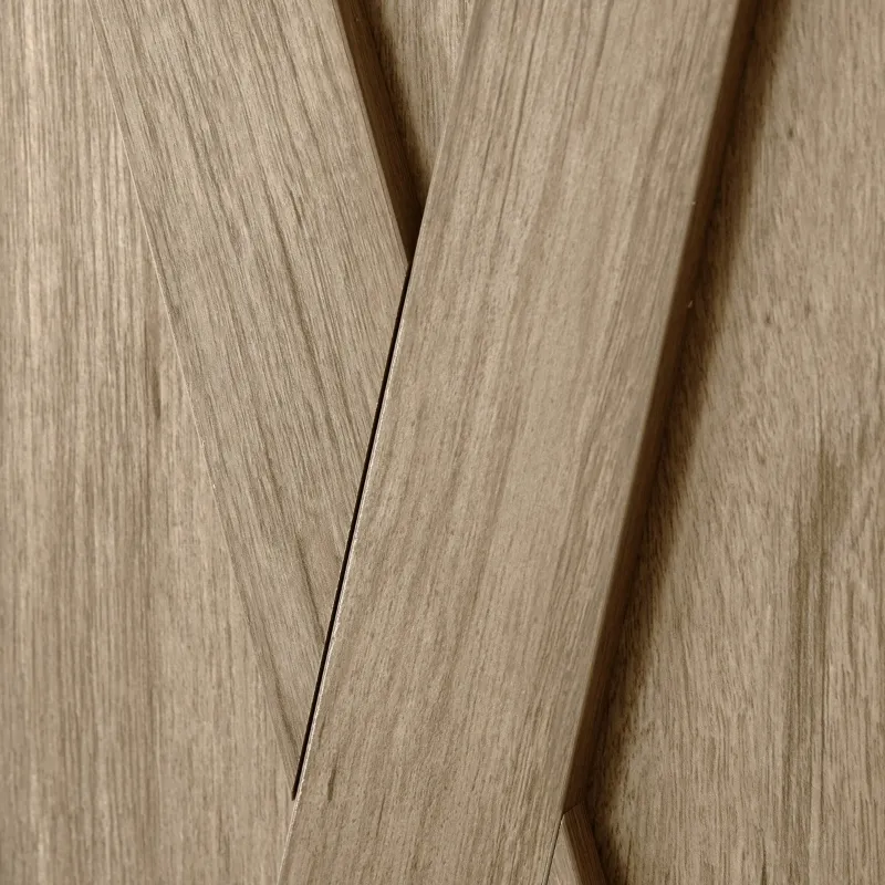 HOMCOM Rustic Farmhouse Sideboard, Accent Buffet Cabinet with Double Barn Doors and Fixed Shelf, Oak Finish