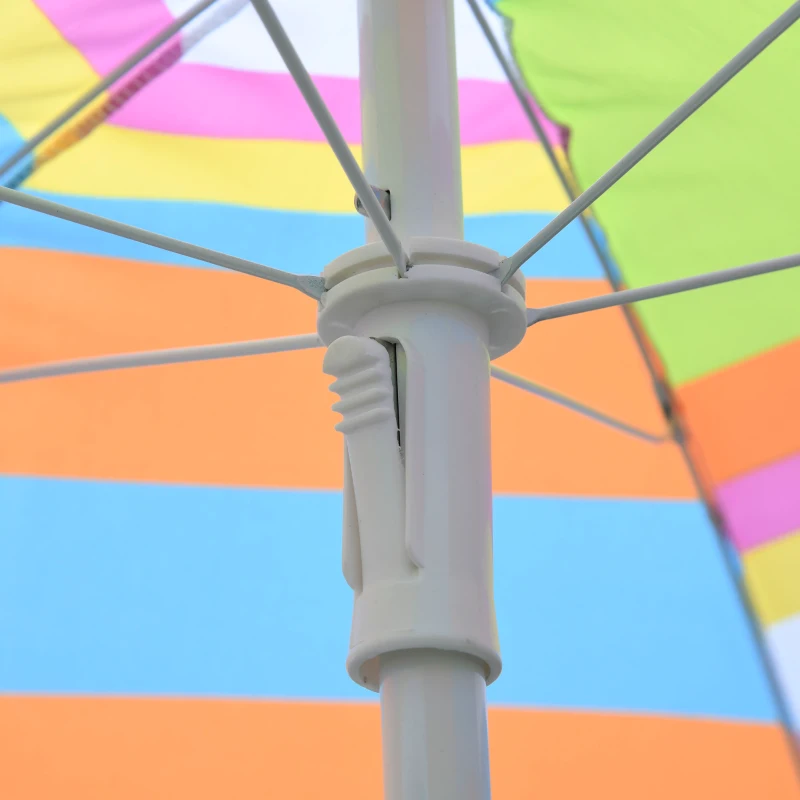 Outsunny Kids Folding Table and Chairs Set Color for Outdoor Garden Patio Backyard with Removable & Height Adjustable Sun Umbrella, Multi