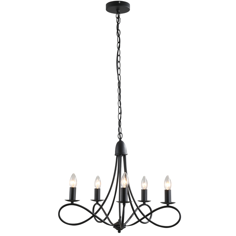 HOMCOM 5 Lamp-socket Foldable Retro Pendant Lamp Wrought Iron Decoration Lamp