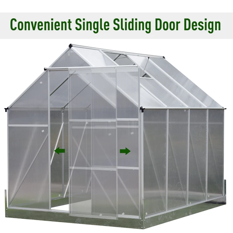 Outsunny 8' x 6' x 7' Polycarbonate Aluminum Framed Portable Walk-In Garden Greenhouse