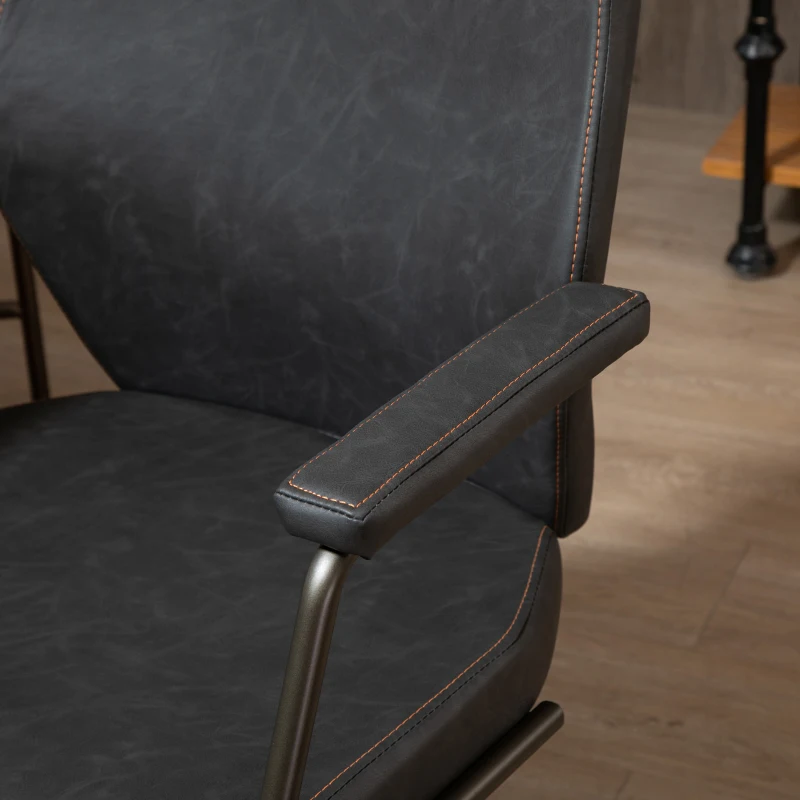 Vinsetto High-Back Executive Office Chair, Ergonomic Leather Computer Desk Chair with Adjustable Height, Removable Headrest and 360 Swivel Wheels, Deep Grey