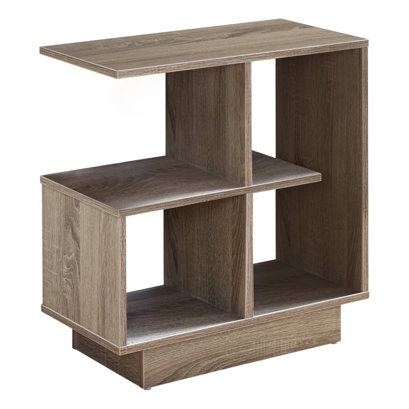 Monarch 24" Modern Wood Grain Open Shelf Elevated Base Side Accent Table - Dark Taupe Finish