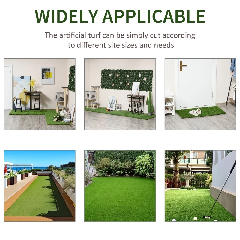 Outsunny 13' x 3.3' Synthetic Artificial Grass Turf Realistic Fake Thick Grass with UV Protection & Drain Holes, Outdoor Easy to Clean Lawn Pet Turf with High Density, 1.6'' Height