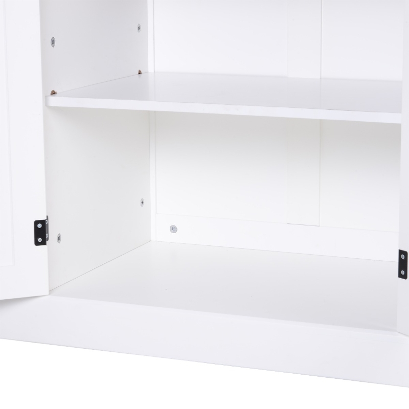 HOMCOM Fluted-Style Wooden Kitchen Island, Storage Cabinet with Drawer, Open Shelving, and Interior Shelving for Dining Room, White