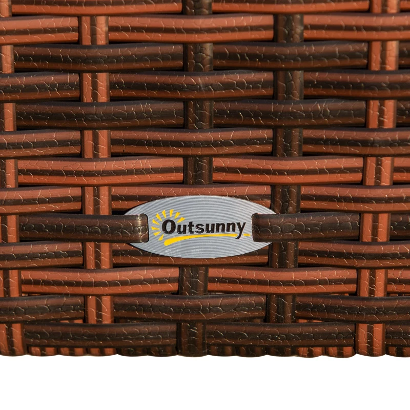 Outsunny Rattan Pool Storage Cart, Rolling Float Toy Organizer Bin, Stylish Outdoor Accessory for Poolside Clutter Control