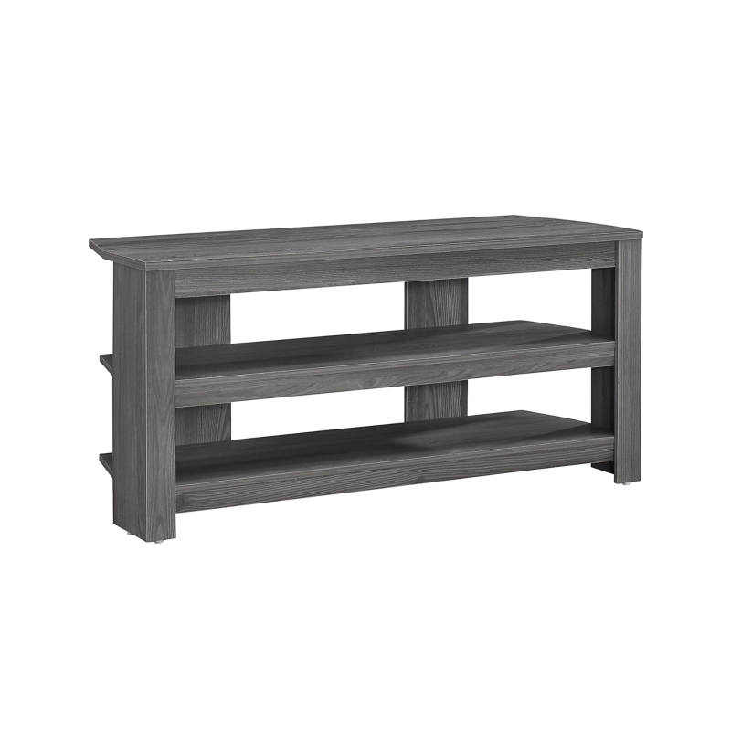 Monarch 42" Contemporary Wood Grain-Look Open Concept Storage Shelf Console TV Stand - Grey Tones Finish