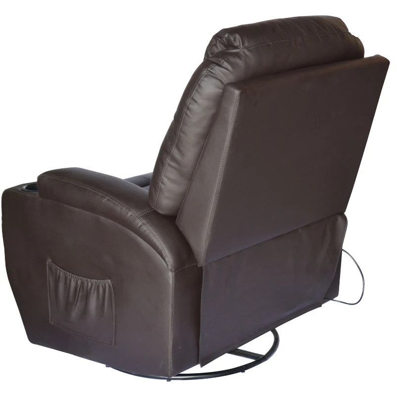 HomCom Faux Leather Heated Vibrating Recliner Chair with Remote - Dark Brown