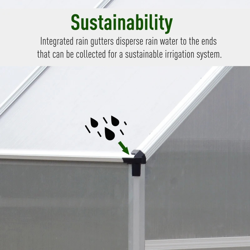 Outsunny 8' x 6' x 7' Polycarbonate Aluminum Framed Portable Walk-In Garden Greenhouse