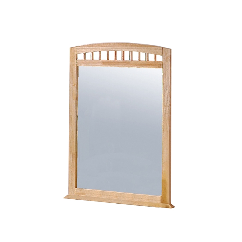 Monarch 38" x 30" Rectangular Flat Wood Framed Shaker Styled Accent Mirror with Curved Top - Natural Wood Tone