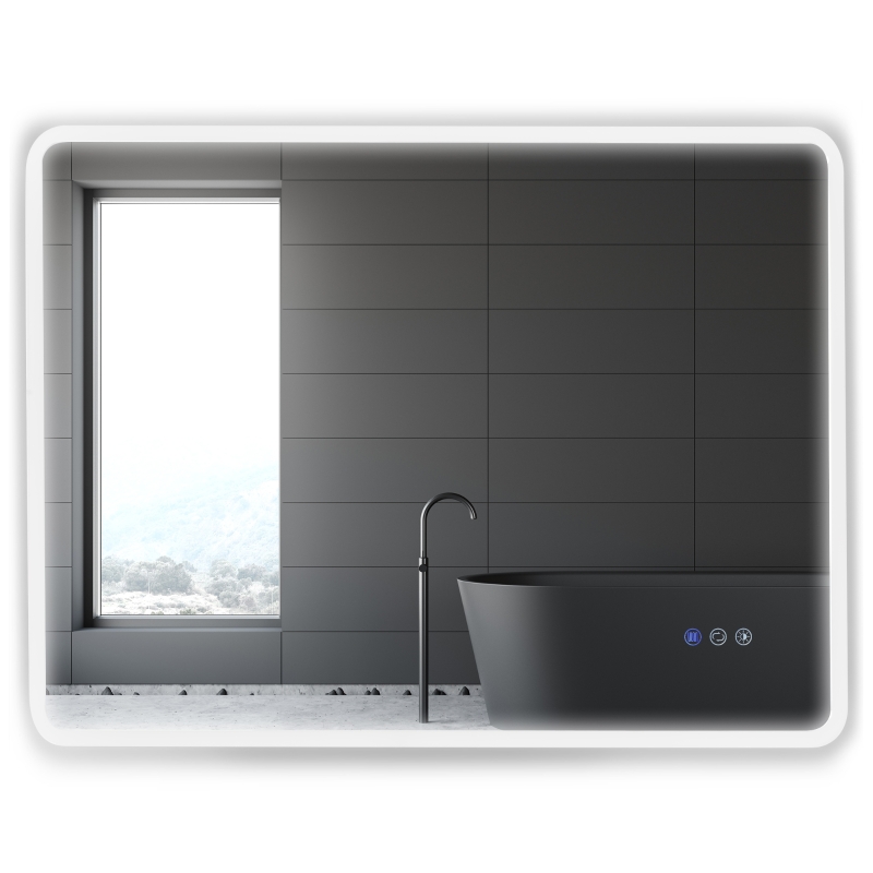 kleankin 24"x32" LED Bathroom Horizontal/Vertical Mirror with Defogging Function, and 3 Color White Temperatures