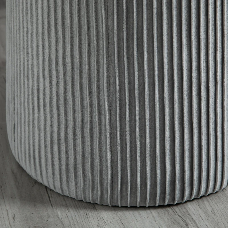 HOMCOM 15'' Small Padded Ottoman Foot Stool with Wrinkle Fabric Design, Thick Sponge Padding and Solid Base, Grey