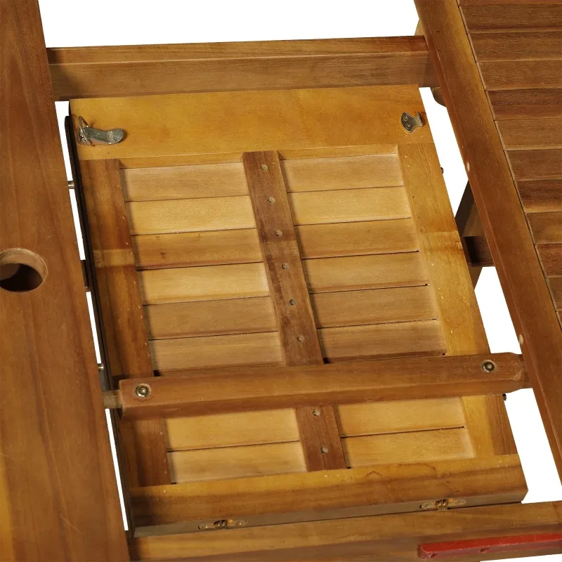 Outsunny Acacia Wood 9 Piece Extendable Oval Patio Dining Table Set