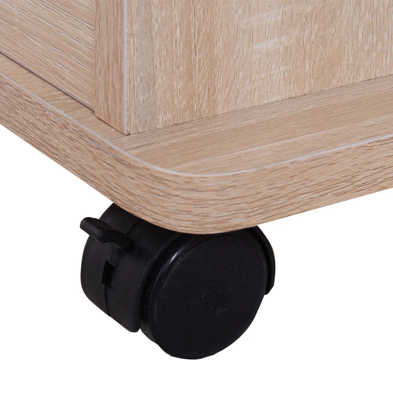 HOMCOM Wood Rolling Kitchen Microwave Oven Cart with Wheels and Storage - Oak