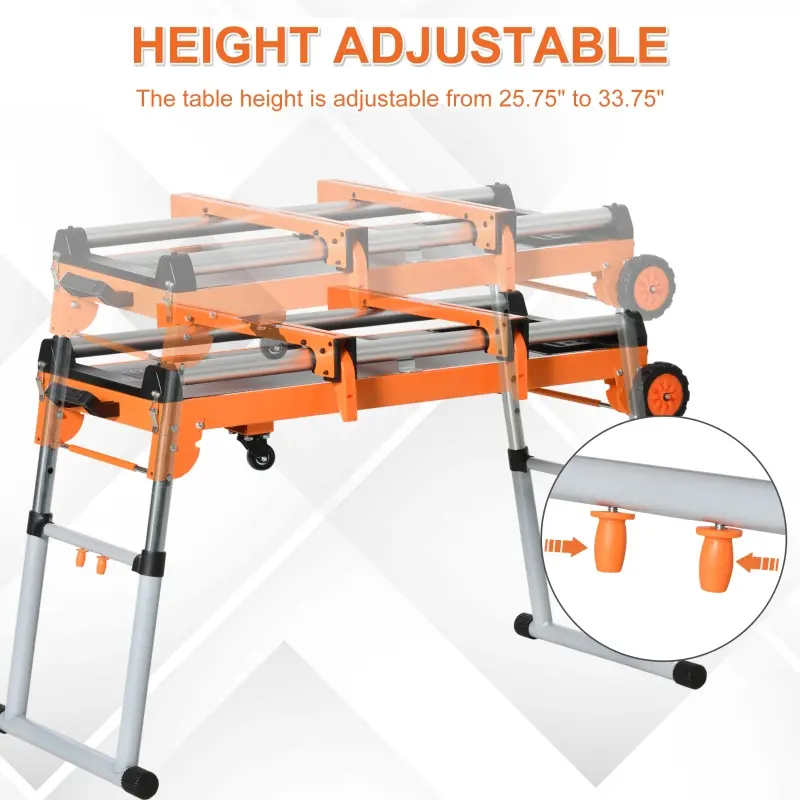 HOMCOM 5-in-1 Work Bench, Folding Work Table with Miter Saw Stand and Height Adjustable Legs, 440 lbs Capacity