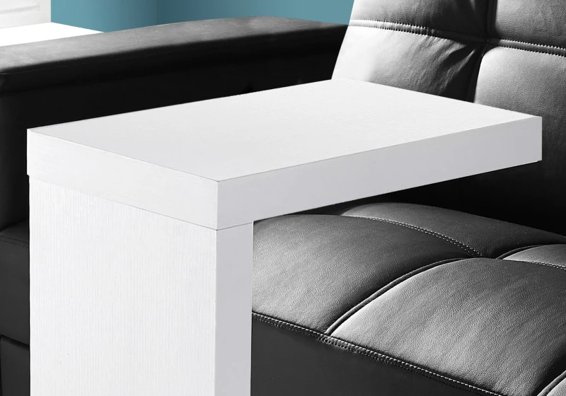 Monarch 24" Modern Hollow Core Wood Grain-Look Accent C-Shape Snack Side End Table - White Finish